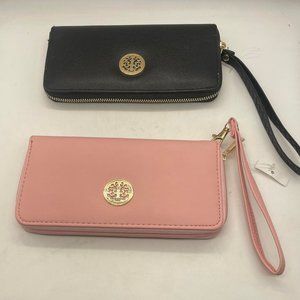 NWT 2 New Zip-Around Wallet Wristlets Pink & Black